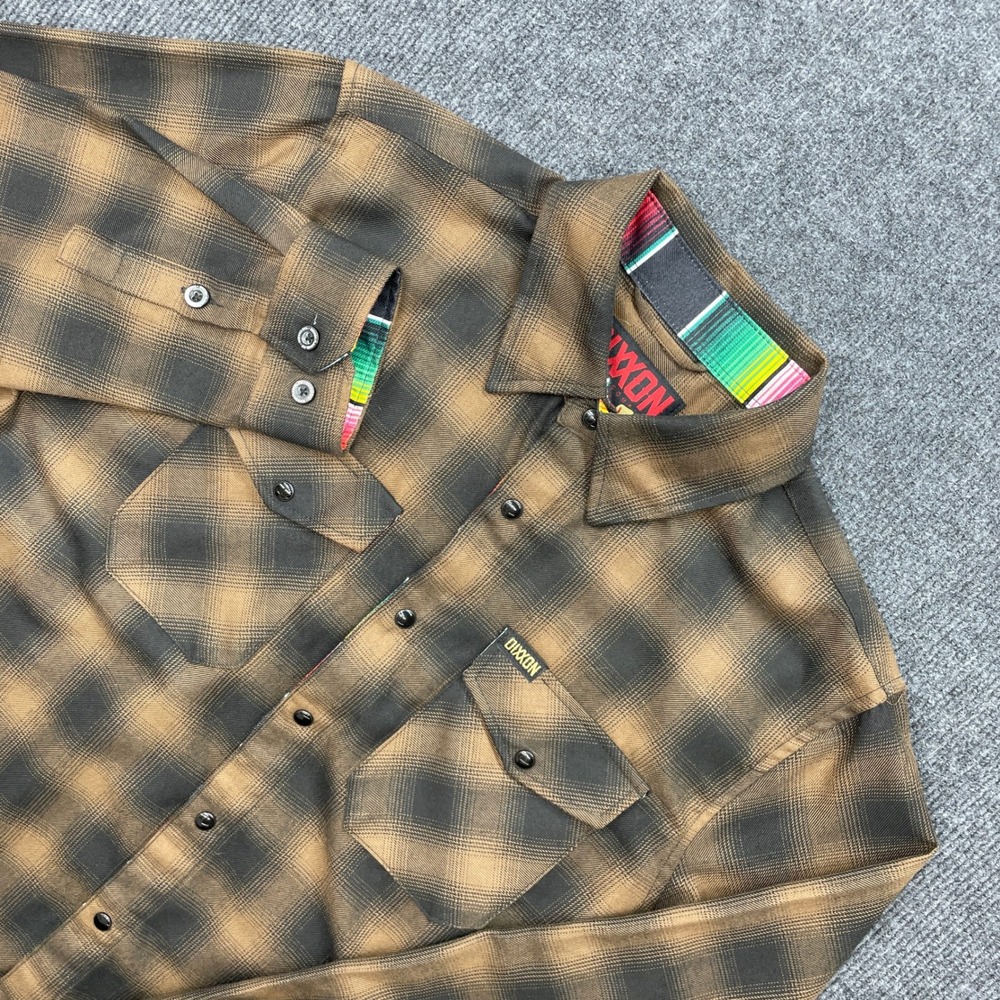 Dixxon Flannel Co Speakeasy F#%k Cancer Brown Black Plaid Shirt Mens Medium M